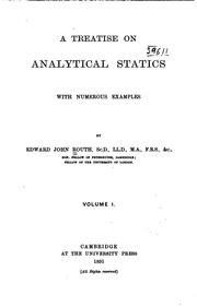 Cover of: A Treatise on Analytical Statics, with Numerous Examples: With Numerous Examples