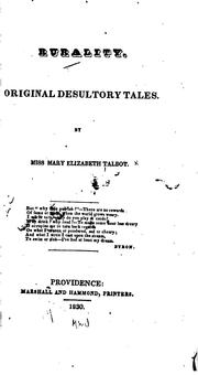 Cover of: Rurality: Original Desultory Tales by Mary Elizabeth Talbot