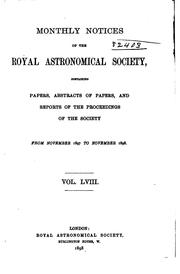 Cover of: Monthly Notices of the Royal Astronomical Society by Royal Astronomical Society