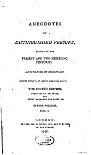 Cover of: Anecdotes of Distinguished Persons: Chiefly of the Present and Two Preceding ... by William Seward, William Seward