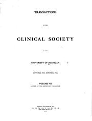 Cover of: Transactions of the Clinical Society of the University of Michigan