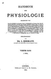 Cover of: Handbuch der Physiologie v.6, 1881