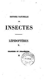 Cover of: Histoire naturelle des insectes: species général des lépidoptères