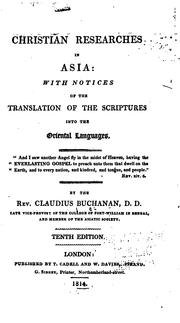 Cover of: Christian Researches in Asia: With Notices of the Translation of the Scriptures Into the ...