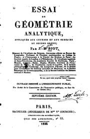 Cover of: Essai de géométrie analytique appliquée aux courbes et aux surfaces du ...