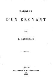 Cover of: Paroles d'un croyant