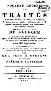 Cover of: Nouveau recueil de traités d'alliance, de paix, de trève... et de plusieurs autres actes servant ...