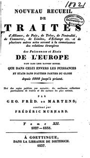 Cover of: Nouveau recueil de traités d'alliance, de paix, de trève... et de plusieurs autres actes servant ...