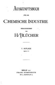Auskunftsbuch für die chemische Industrie by Hans Blücher