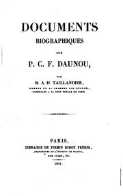 Cover of: Documents biographiques sur P.C.F. Daunou by Alphonse-Honoré Taillandier