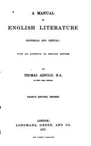 Cover of: A Manual of English Literature, Historical and Critical: With a N Appendix on English Metres.