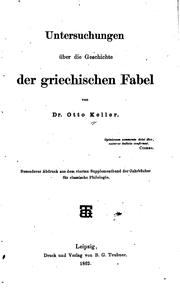 Cover of: Untersuchungen über die Geschichte der griechischen Fabel