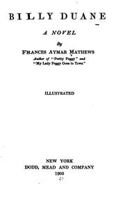 Cover of: Billy Duane: A Novel by Frances Aymar Mathews
