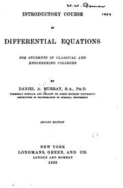 Cover of: Introductory Course in Differential Equations for Students in Classical and ..