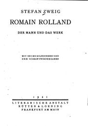 Cover of: Romain Rolland: Der Mann und das Werk by Stefan Zweig