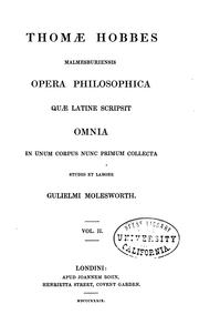 Cover of: Thom� Hobbes Malmesburiensis opera philosophica qu� latine scripsit omnia: in unum corpus nunc ... by Thomas Hobbes, William Molesworth