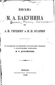 Cover of: Pis'ma by Mikhail Aleksandrovich Bakunin, Aleksandr Herzen , N. P. Ogarev