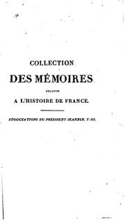 Cover of: collection des memoires relatifs a l'histoire de france by m. petitot
