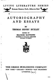 Cover of: Autobiography and Essays