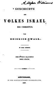 Geschichte des Volkes Israel bis Christus by Heinrich Ewald