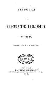 Cover of: THE JOURNAL OF SPECULATIVE PHILOSPHY by Wm. T. Harris, Edited By.