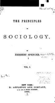 Cover of: The Principles of Sociology by Herbert Spencer