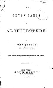 Cover of: The Seven Lamps of Architecture by John Ruskin