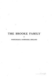 Cover of: The Brooke Family of Whitchurch, Hampshire, England: Together with an ... by Thomas Willing Balch
