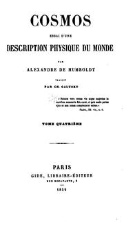 Cover of: Cosmos: essai d'une description physique du monde. by Alexander von Humboldt, (