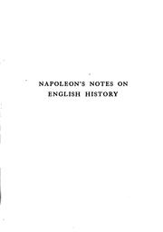Cover of: Napoleon's Notes on English History: Made on the Eve of the French Revolution