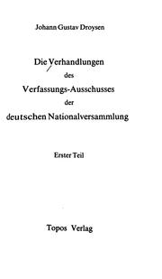 Cover of: Die Verhandlungen des Verfassungs-ausschusses der deutschen Nationalversammlung