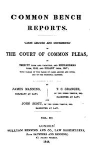 Cover of: Common Bench Reports: Cases Argued and Determined in the Court of Common Pleas