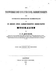 Cover of: Die Tonwerke des XVI. Und XVII Jahrhunderts: Oder, systematisch ...