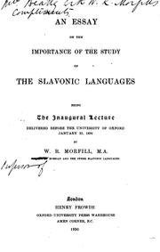 Cover of: An Essay on the Importance of the Study of the Slavonic Languages, Being the ...