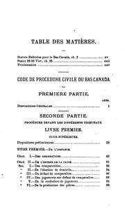 Cover of: Le code de procédure civile du Bas Canada tel qu'en force le 1er août 1876