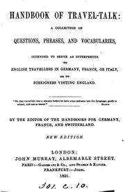 Cover of: A handbook of travel-talk: a collection of dialogues and vocabularies intended to serve as ... by John Murray, John Murray