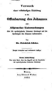 Cover of: Versuch einer vollständigen Einleitung in die Offenbarung des Johannes oder Allegemeine ...