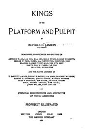 Cover of: Kings of the Platform and Pulpit by Melville D. Landon