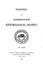 Cover of: Transactions of the American Entomological Society. by American Entomological Society