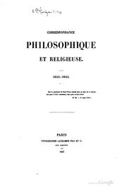 Cover of: Correspondance philosophique et religieuse: 1843-1845. ...