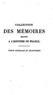 Cover of: collection des memoires relatifs A L'histoire de France