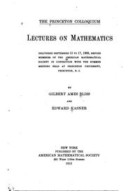 Cover of: The Princeton Colloquium: Lectures on Mathematics, Delivered September 15 to ...