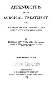 Cover of: Appendicitis and its surgical treatment by Herman Mynter