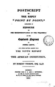 Cover of: Postscript to the Reply "point by Point": Containing an Exposure of the ...