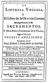 Cover of: La liturgia ynglesa, o el libro de oracion comun y administracion de los ...