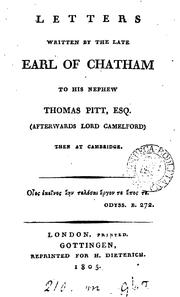 Cover of: Letters written by the earl of Chatham to Thomas Pitt. Repr by William Pitt