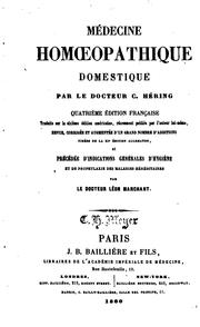 Cover of: Médecine homoeopathique domestique by Constantine Hering