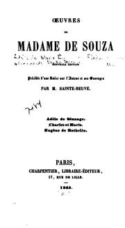 Cover of: Oeuvres de Madame de Souza by Adélaïde-Marie-Emilie Filleul Sousa-Botelho