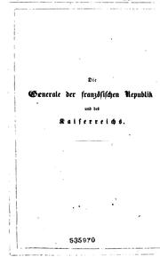 Cover of: Die Generale der französischen Republik und des Kaiserreichs by Hippolyte Bellangé