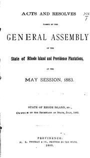 Cover of: At the General Assembly of the State of Rhode-Island and Providence ...